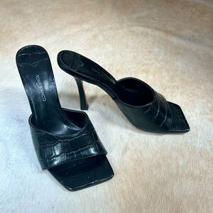 Tony Bianco Black Croc-Embossed Heels